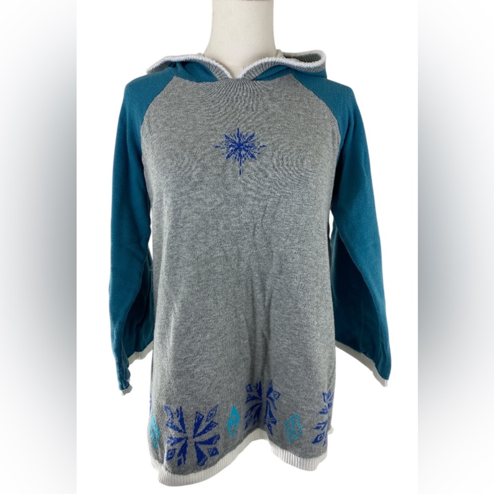 Disney Frozen II Girls XL (14-16) gray/blue long sleeve hooded cotton sweater